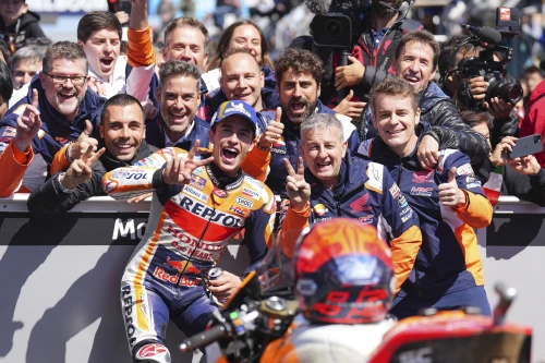 Marc Márquez celebrates his 100th podium finish at Phillip Island