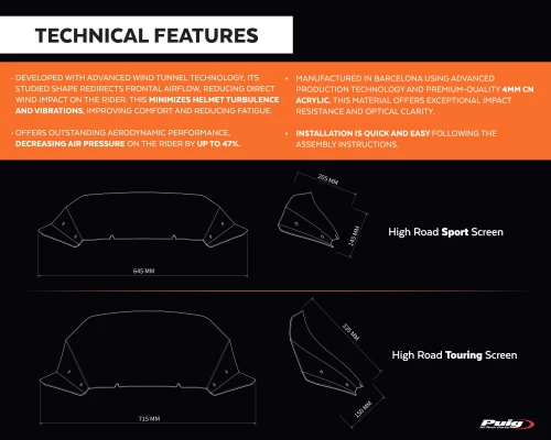 PUIG launches the new HIGH ROAD windshields for V-Twin motorcycles: choose between SPORT and TOURING